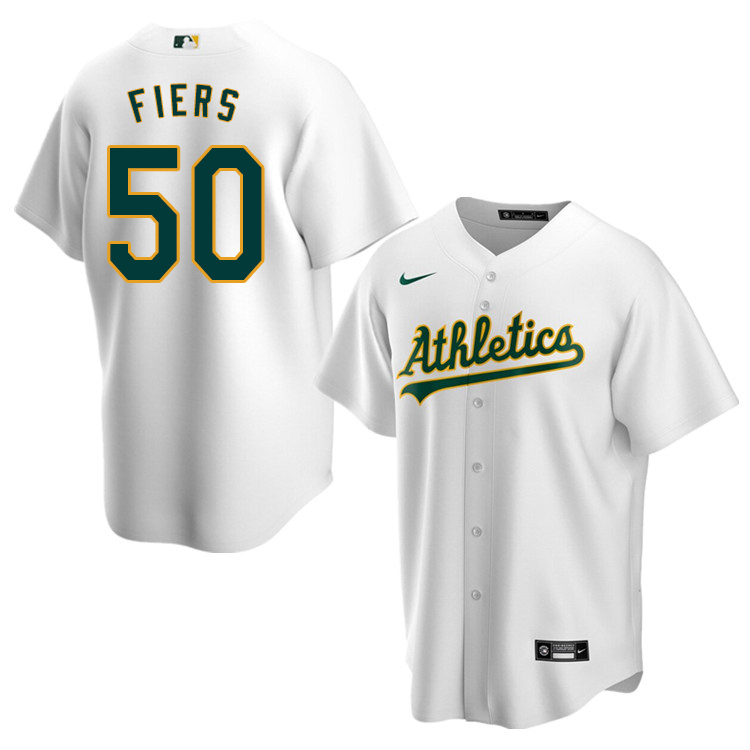 Nike Men #50 Mike Fiers Oakland Athletics Baseball Jerseys Sale-White
